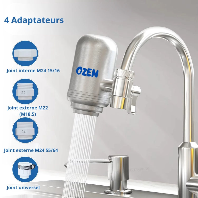 Filtre robinet Acier inoxydable + 4 cartouches