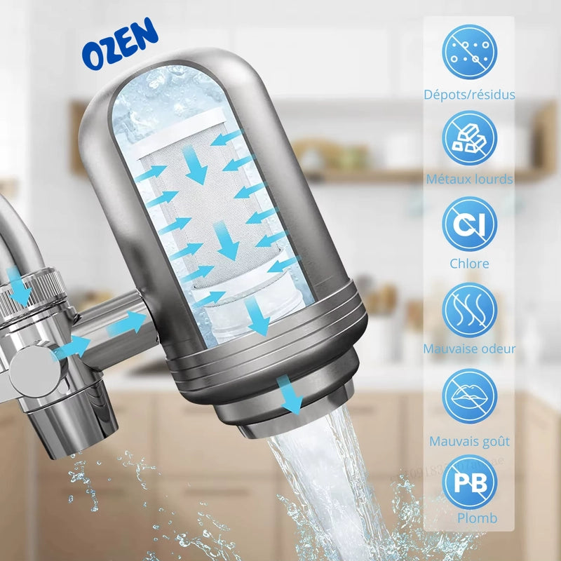 Filtre robinet Acier inoxydable + 4 cartouches